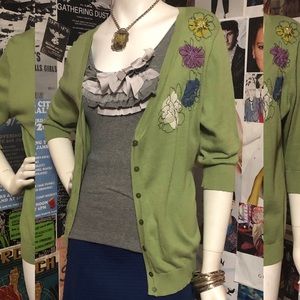 Mossimo Cardigan w Embroidered Flowers - Sz L